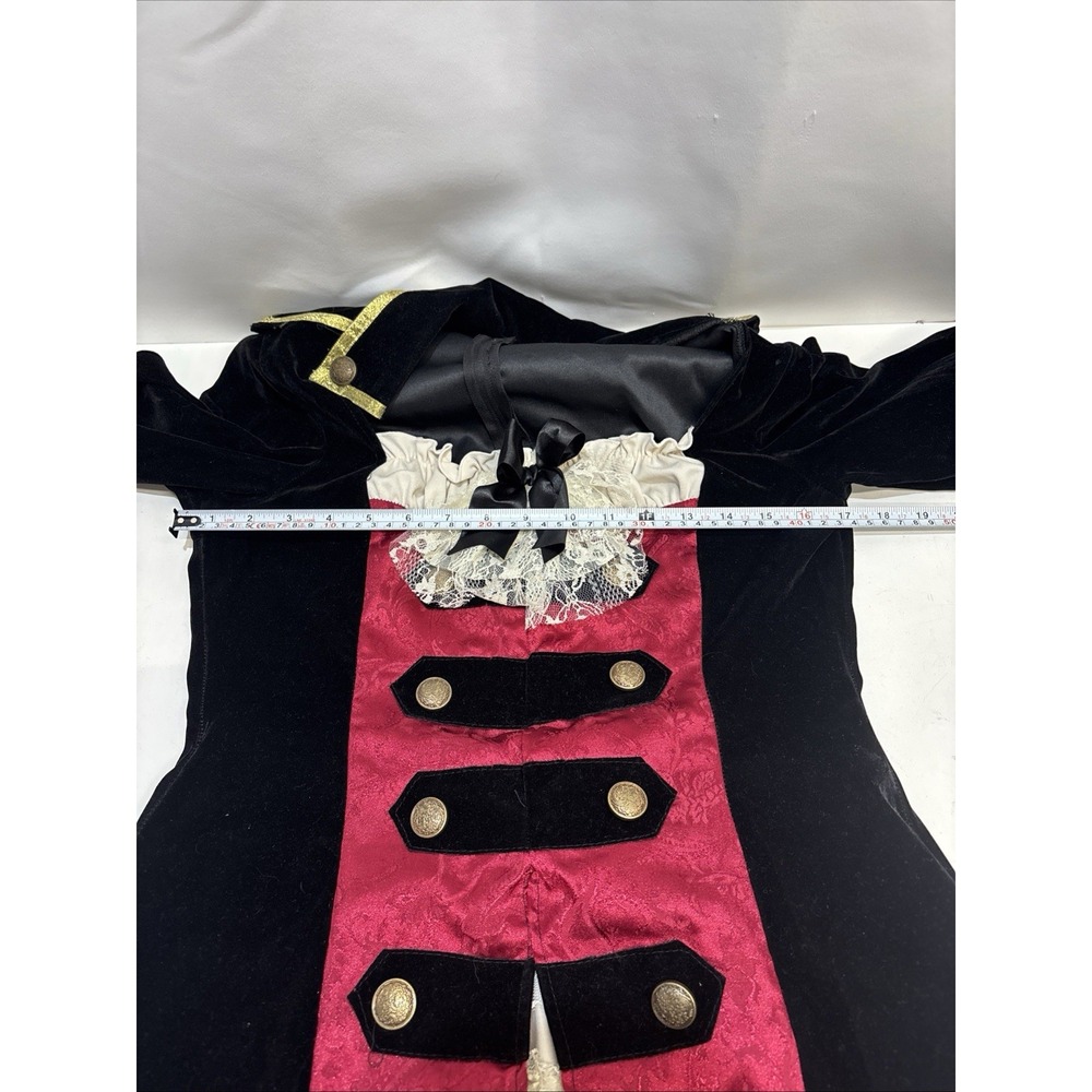 Leg Avenue Pirate Captain Costume Black Velvet Burgundy Goth Steampunk Large - Picture 7 of 8